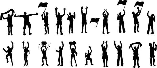 Shadow People Various Gestures Vector Silhouettes Men Women — Image vectorielle