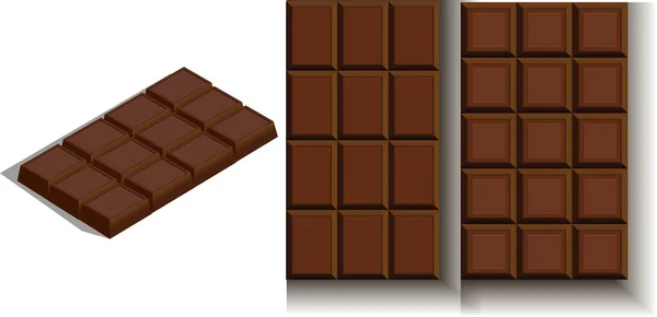 Barras Chocolate Sobre Fondo Blanco Vista Superior Ángulo Oblicuo Ilustración — Vector de stock