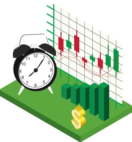 Zeit Und Aufwand Wert Steigt Mit Zeitinvestitionen Der Finanzindustrie Mit — Stockvektor