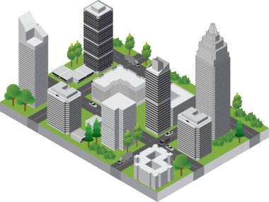 şehir şehir manzarası iş bölgesi arka plan izometrik tasarım