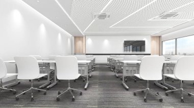 Toplantı odası ya da ofis binasındaki seminer, 3D görüntüleme