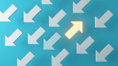 başlık oku çoğunlukla diğer yöne gidin. Farklı yürüme ve ters akış seçenekleri, benzersiz, 3d görüntüleme