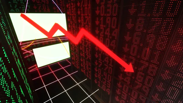Stock Market Investments Financial Data Displayed Graph Increasing Decreasing Stock — Stock Photo, Image