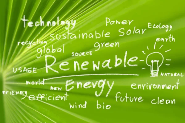 可再生能源包括发电 全球风能和生物清洁环境的循环利用 — 图库照片