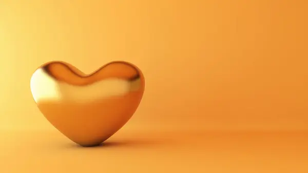 Gold Heart Shape Glod Background Valentine Day Rendering — Stock Photo, Image