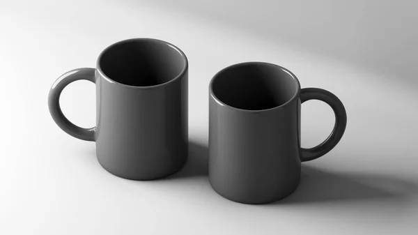 黑色杯子在白色背景上模拟 在白色背景上孤立 3D渲染 — 图库照片