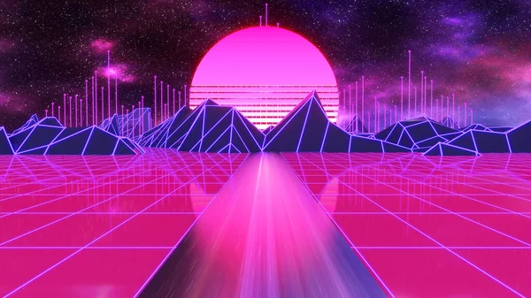 Hintergrund Mit Futuristischem 80Er Jahre Flair Und Computergesteuerter Retro Cyber — Stockfoto