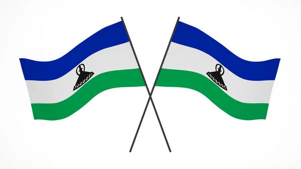 National Flag Background Image Wind Blowing Flags Rendering Flag Lesotho — Stock fotografie