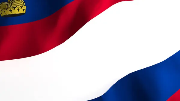 National Flag Background Image Wind Blowing Flags Rendering Flag Liechtenstein — 스톡 사진