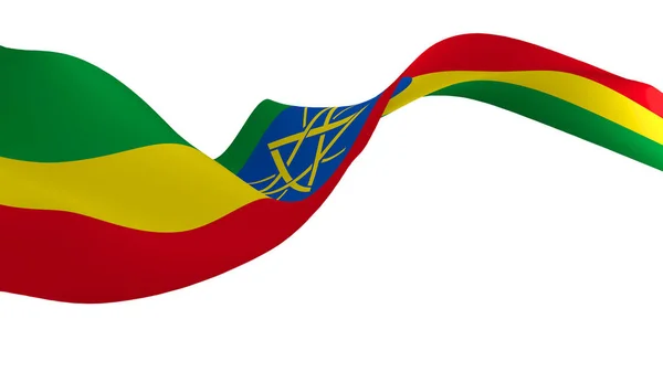 Nemzeti Zászló Háttér Kép Szél Fúj Zászlók Renderelés Zászló Etiópia — Stock Fotó