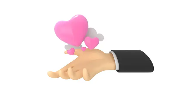 Empathy Person You Love Care Symbolized Pink Heart Hand Emblem — Stock Photo, Image