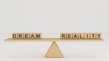 Rüyalar ve gerçeklik, fikir ve konsept, iş yatırımları finans, 3D sunum