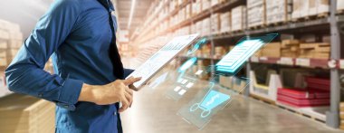 Online sipariş için tablet kullanmak, iş ve ticaret dünyadaki verileri birbirine bağlar, ticari işler, online sipariş, çevrimiçi alışveriş dağıtımı