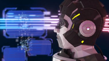 Yapay zekanın birçok alanda kullanılması, sanal dünya seyahati siber uzay, elektronik teknoloji makine zekası, 3D görüntüleme