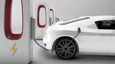 Elektrikli arabalar için EV şarj istasyonu temiz enerjinin ve elektrikli araba aküsünün geleceği için EV şarj istasyonu, 3D
