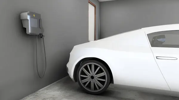 Φόρτισης Για Οικιακά Ηλεκτρικά Αυτοκίνητα Για Μέλλον Χρησιμοποιώντας Καθαρή Ενέργεια — Φωτογραφία Αρχείου
