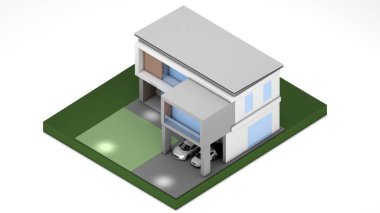 İzometrik görünümlü kentsel konut, 3B görüntüleme