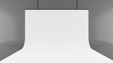Beyaz arkaplan duvarı, gri arkaplan, ürün sunumu için model, 3D görüntüleme