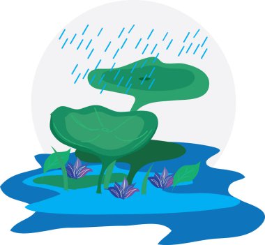 Gölette bir nilüfer çiçeğinin grafiği