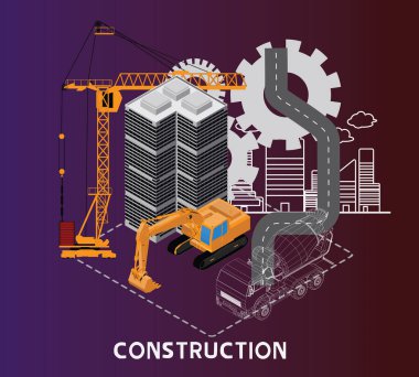 İnşaat, inşaat evleri ve binalar büyük makineler ve birçok inşaat malzemesi kullanıyor..