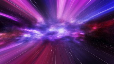 uzayda ve yıldızlarda ışık hızında seyahat etmek, kozmos, uzay ve nebulayla parlak yıldızlar. , soyut yıldızlı gökyüzü ile arkaplan