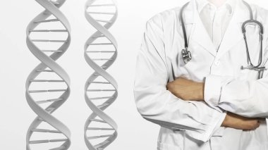 Yaşam için genetik düzenleme tekniği, DNA yapısının kavramsal arkaplan resmi, 3D görüntüleme