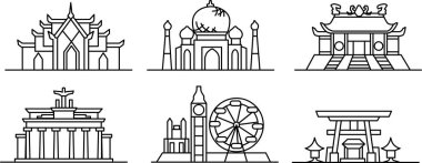 Çeşitli ülkelerdeki önemli konumların tarihi çizimleri. Turizm merkezlerinde bulunan önemli yerlerin çizimleri.