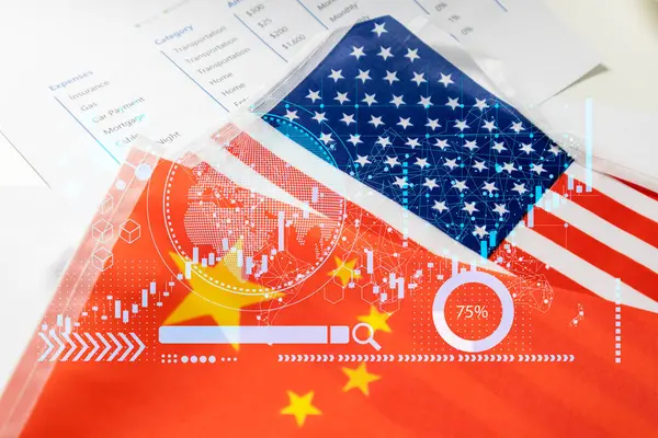 Handelsconcurrentie Tussen Supermachten Als China Verenigde Staten Handel Investeringen China — Stockfoto
