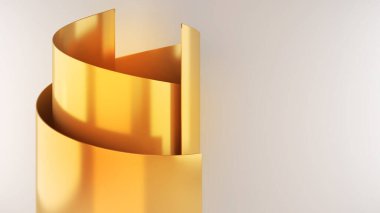 Zarif beyaz arkaplandaki altın spiral kıvrımlı çerçeve.