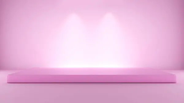 Pink Stand Pink Background Mock Podium Product Presentation Rendering — Stockfoto