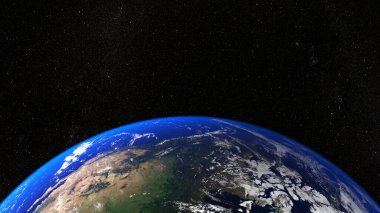 Uzayda Dünya gezegeni Amerika 'ya odaklanıyor. Bu görüntünün unsurları NASA 3D görüntüleme ile süslenmiştir..