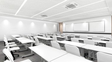 Toplantı odası ya da ofis binasındaki seminer, 3D görüntüleme