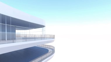 Büyük iç mimari aydınlatma ile büyük beyaz salon beyaz açık alan, 3D görüntüleme