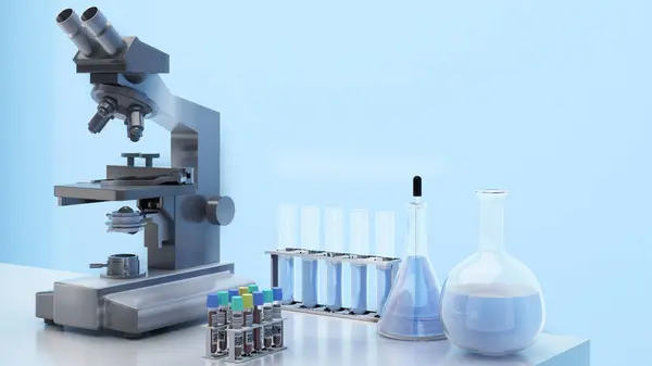 The research studies blood samples,human blood test to know physical health information,blood research microscope background image,3d rendering