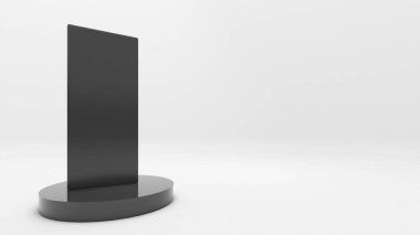 Siyah stantta mobil model ve beyaz arka plan. .3d görüntüleme