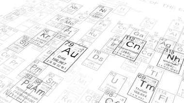 periodic table of the elements on black blackground,history of chemical elements, represents the atomic number and symbol.,3d rendering clipart