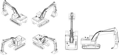Birçok açıdan inşaat araçlarının çizimleri, inşaat, ulaşım ve inşaat