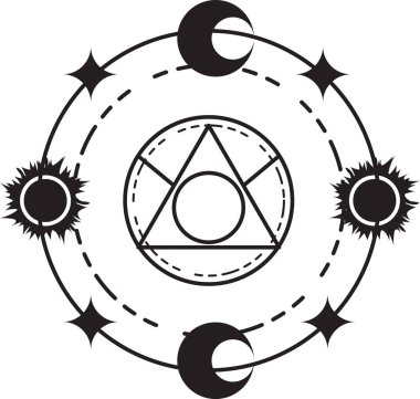 Fantezi sihirli çemberler oluşturun ve büyüler yapın, Yıldızların ve Maceraların Kaderi, cadılar, büyücüler ve sihirli krallık. Düzenlenebilir vuruş