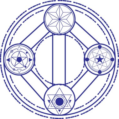 Fantezi sihirli çemberler oluşturun ve büyüler yapın, Yıldızların ve Maceraların Kaderi, cadılar, büyücüler ve sihirli krallık. Düzenlenebilir vuruş