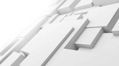 beyaz kare arkaplan, bilim ve teknoloji konsepti, 3D görüntüleme.