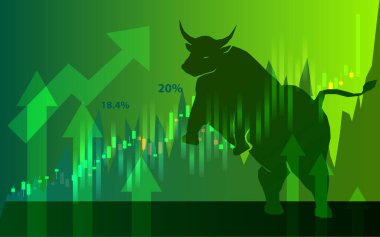 Kara zemin, işletme finans ve yatırım, boğa pazarı üzerine boğa ve borsa grafiği