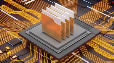 Bir bilgisayar sistemindeki işlemci belge sıralama sistemindeki verileri yönetir ve sistemdeki verileri düzenler., 3d oluşturma