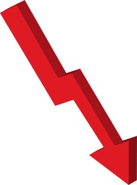 Kırmızı ok aşağı işaret ediyor, ekonomik durgunluk, iş kaybı