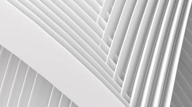 Beyaz kıvrımlı çizgiler, beyaz kıvrımlı dalgalarla canlandırılmış soyut bir arkaplan, 3 boyutlu görüntüleme.