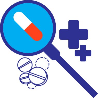 Büyütme camları tıbbi kavramlar, fiziksel muayene, sağlık illüstrasyonu, ilaç ve tedavi