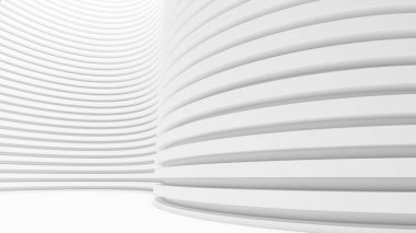 Soyut arkaplan beyaz kemer yapısı, kıvrımlı yapı, 3D görüntüleme.