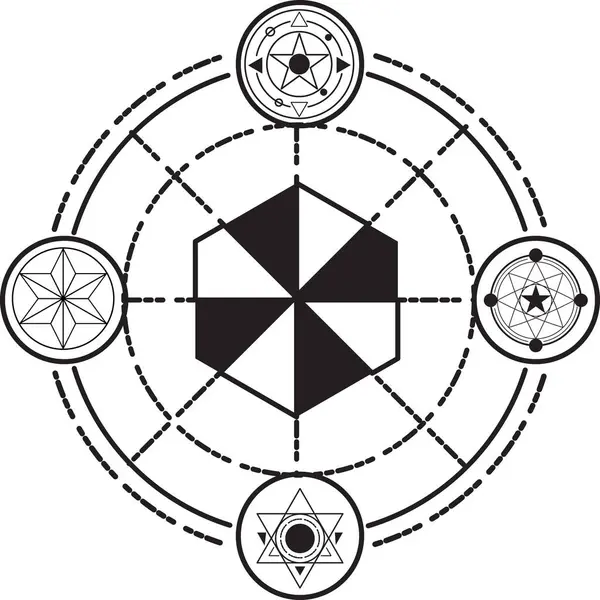 Fantezi sihirli çemberler oluşturun ve büyüler yapın, Yıldızların ve Maceraların Kaderi, cadılar, büyücüler ve sihirli krallık. Düzenlenebilir vuruş