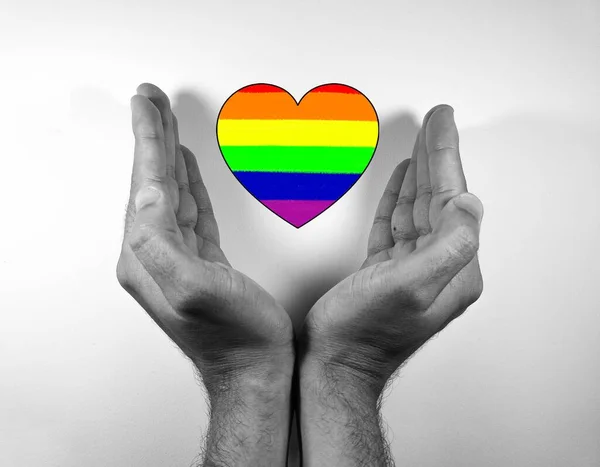 Manos Con Corazón Lgbt Bandera Lgbt Movimientos Sociales Lesbianas Gays —  Fotos de Stock