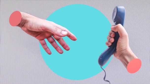 Telepon Putar Vintage Konsep Panggilan Bantuan Layanan Darurat Dukungan Pelanggan — Stok Video