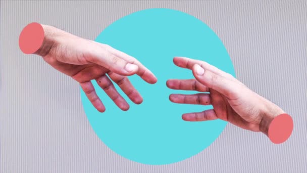 Giving Helping Hand Outstretched Hand Pastel Blue Background Help Concept — Stock Video